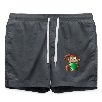 Monkey Green Affe Grün Herz Süß niedlich Heart - Badeshorts - Anthrazit - Vorne - AI Model Male 185 light (185cm)