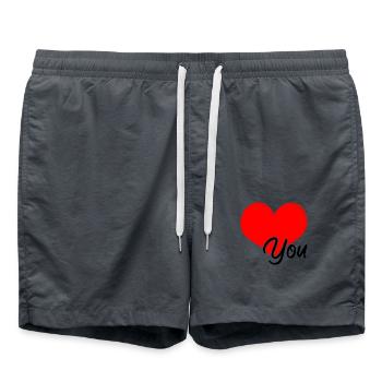 déclaration d'amour cœur rouge - Short de bain - charbon - Devant - AI Model Male 185 light (185cm)