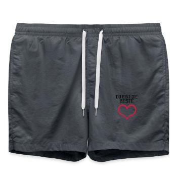 Du bist die Beste Herz Geschenk - Badeshorts - Anthrazit - Vorne - AI Model Male 185 light (185cm)