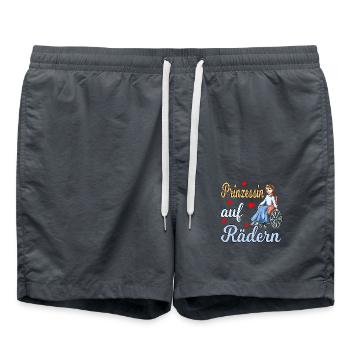Prinzessin auf Rädern für eine Rollstuhlfahrerin - Badeshorts - Anthrazit - Vorne - AI Model Male 185 light (185cm)
