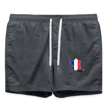 France Flag Map Outline - Swim Trunks - anthracite - Front - AI Model Male 185 light (185cm)