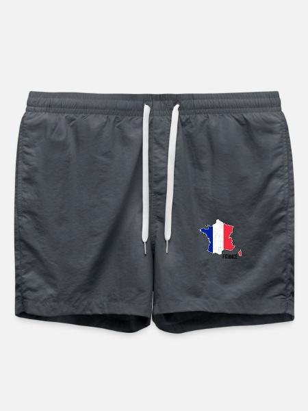 Plan de la carte du drapeau de la France - Short de bain - charbon