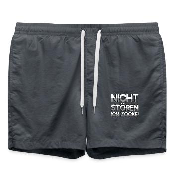 NICHT STÖREN ICH ZOCKE! - Gaming - Badeshorts - Anthrazit - Vorne - AI Model Male 185 light (185cm)