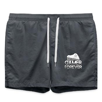 GAMER FOREVER + Controller - Gaming - Badeshorts - Anthrazit - Vorne - AI Model Male 185 light (185cm)