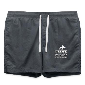 GAMER STERBEN NICHT SIE RESPAWNEN + DNA - Gaming - Badeshorts - Anthrazit - Vorne - AI Model Male 185 light (185cm)