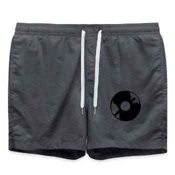 Schallplatte Vinyl Musik Design - Badeshorts - Anthrazit - Vorne - AI Model Male 185 light (185cm)