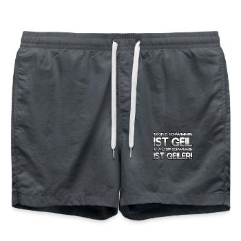 IM GELD SCHWIMMEN IST GEIL IM WASSER SCHWIMMEN IST - Badeshorts - Anthrazit - Vorne - AI Model Male 185 light (185cm)