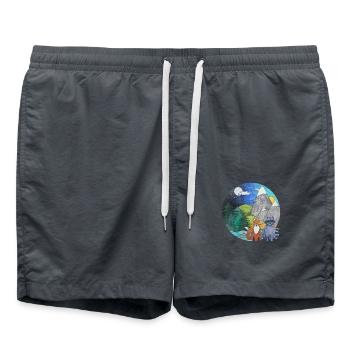 Landschaft Fuchs Waschbär Outdoor Naturliebhaber - Badeshorts - Anthrazit - Vorne - AI Model Male 185 light (185cm)