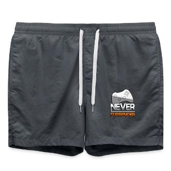 NEVER SURRENDER (Orange) + Controller - Gaming - Badeshorts - Anthrazit - Vorne - AI Model Male 185 light (185cm)