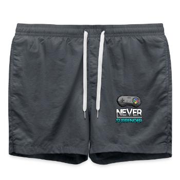 NEVER SURRENDER (Turquoise)+ SNES Controller - Gaming - Swim Trunks - anthracite - Front - AI Model Male 185 light (185cm)