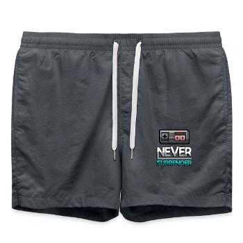 NEVER SURRENDER (Turquoise) + NES Controller - Gaming - Swim Trunks - anthracite - Front - AI Model Male 185 light (185cm)