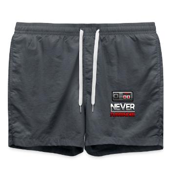 NEVER SURRENDER (Red) + NES Controller - Gaming - Swim Trunks - anthracite - Front - AI Model Male 185 light (185cm)