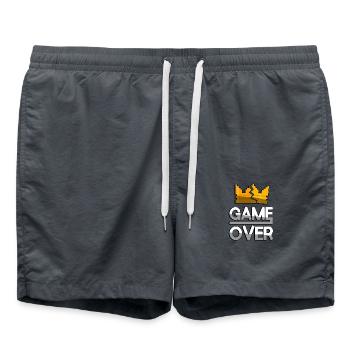 GAME OVER (White) + King Crown - Gaming - Swim Trunks - anthracite - Front - AI Model Male 185 light (185cm)