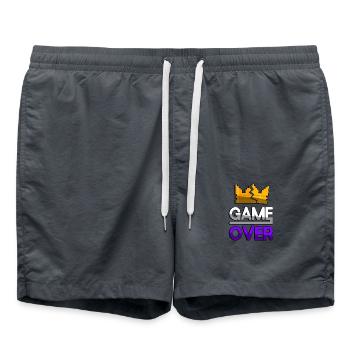 GAME OVER (Purple) + King Crown - Gaming - Swim Trunks - anthracite - Front - AI Model Male 185 light (185cm)