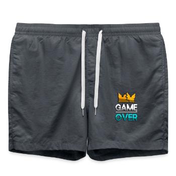 GAME OVER (Turquoise) + King Crown - Gaming - Swim Trunks - anthracite - Front - AI Model Male 185 light (185cm)