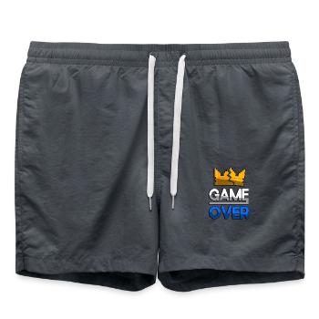 GAME OVER (Blue) + King Crown - Gaming - Swim Trunks - anthracite - Front - AI Model Male 185 light (185cm)
