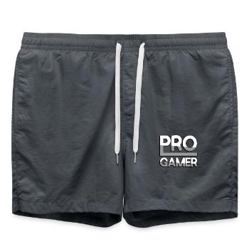PRO GAMER (Weiß) - Gaming - Badeshorts - Anthrazit - Vorne - AI Model Male 185 light (185cm)