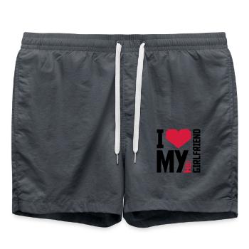I love my girlfriend - Badeshorts - Anthrazit - Vorne - AI Model Male 185 light (185cm)