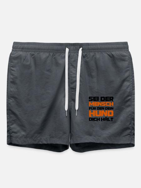 Lustiger Spruch Sei der Mensch für den dein Hund - Badeshorts - Anthrazit