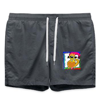 dessin chat triste mais il est heureux - Short de bain - charbon - Devant - AI Model Male 185 light (185cm)