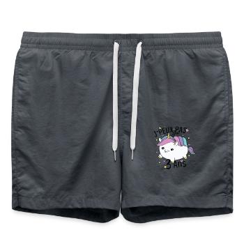 Enfant 3 Ans Fille Anniversaire Cadeau Licorne - Short de bain - charbon - Devant - AI Model Male 185 light (185cm)