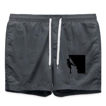 Rock Climbing Mountaineer Silhouette - Swim Trunks - anthracite - Front - AI Model Male 185 light (185cm)