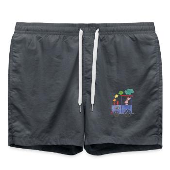 colorful rainbow train bit pink rabbit - Swim Trunks - anthracite - Front - AI Model Male 185 light (185cm)