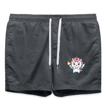 00230 verzücktes Einhorn mit Flügel und Feuer - Badeshorts - Anthrazit - Vorne - AI Model Male 185 light (185cm)