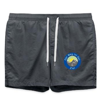 Der Weg ist das Ziel – Berg-Design für Wanderfans - Badeshorts - Anthrazit - Vorne - AI Model Male 185 light (185cm)