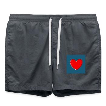 Cadeau Heart Red pour la Saint-Valentin - Short de bain - charbon - Devant - AI Model Male 185 light (185cm)