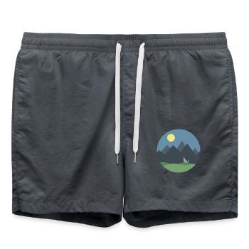 Landscape night sun moon mountains nature - Swim Trunks - anthracite - Front - AI Model Male 185 light (185cm)