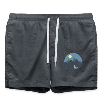 Landscape night sun moon mountains nature - Swim Trunks - anthracite - Front - AI Model Male 185 light (185cm)