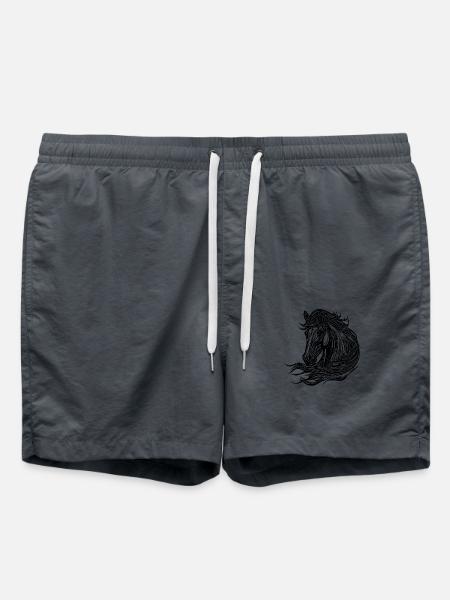 Hübsche Stuten Porträt mit Mähne im Wind - Badeshorts - Anthrazit