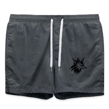 Wild Wolf Head Tattoo Style Portrait - Swim Trunks - anthracite - Front - AI Model Male 185 light (185cm)