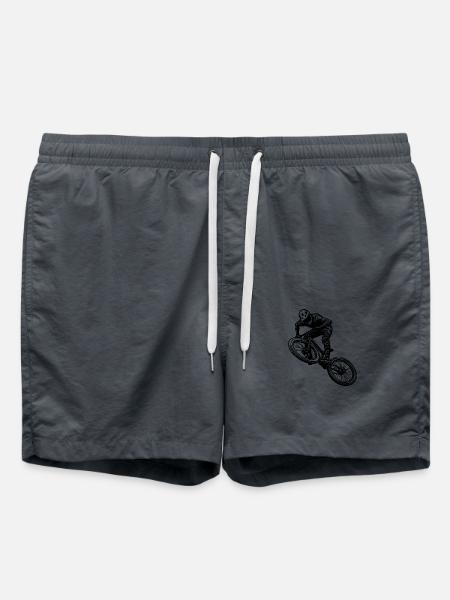 Mountainbiker mit coolem Downhill Bike - Badeshorts - Anthrazit
