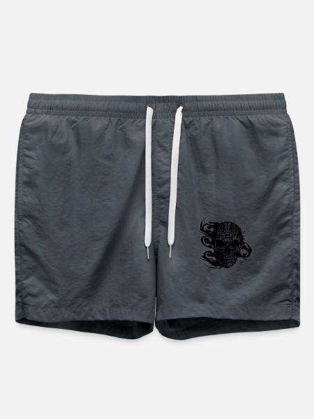 Burning grinning tattoo skull - Swim Trunks - anthracite