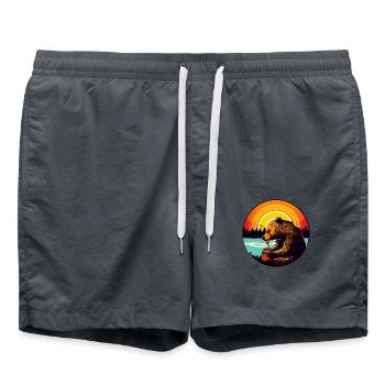 Bear eats honey at sunset - Swim Trunks - anthracite - Front - AI Model Male 185 light (185cm)