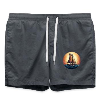 Segelschiff im Sonnenuntergang - Badeshorts - Anthrazit - Vorne - AI Model Male 185 light (185cm)