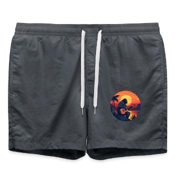 Gitarrist Gorilla bei Sonnenuntergang - Badeshorts - Anthrazit - Vorne - AI Model Male 185 light (185cm)