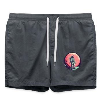 Astronaut und Roter Mond - Weltraum Erkundung - Badeshorts - Anthrazit - Vorne - AI Model Male 185 light (185cm)