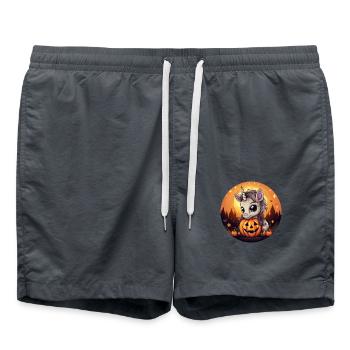 Halloween unicorn with pumpkin at sunset - Swim Trunks - anthracite - Front - AI Model Male 185 light (185cm)