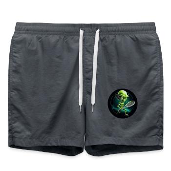 Green alien plays space tennis - Swim Trunks - anthracite - Front - AI Model Male 185 light (185cm)