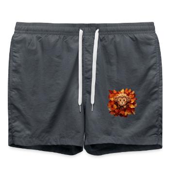 Bastelkunst Herbst: Schimpanse mit Laub aus buntem - Badeshorts - Anthrazit - Vorne - AI Model Male 185 light (185cm)