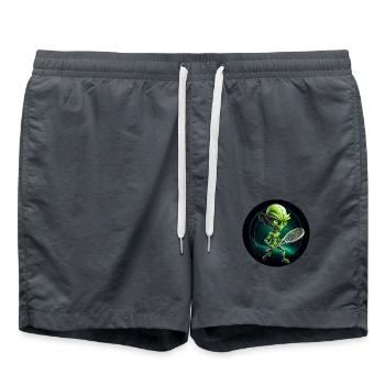 Cooler Grüner Alien Tennisspieler: Einzigartiges - Badeshorts - Anthrazit - Vorne - AI Model Male 185 light (185cm)
