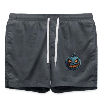 Visage de citrouille souriant - Citrouille Halloween - Short de bain - charbon - Devant - AI Model Male 185 light (185cm)