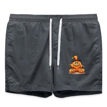 Lächelnde Halloween Familie Kürbis mit Zauber Hut - Badeshorts - Anthrazit - Vorne - AI Model Male 185 light (185cm)