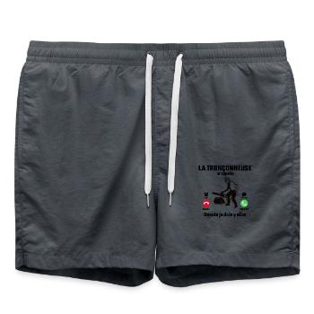 la tronçonneuse m'appelle désolé je dois y aller - Short de bain - charbon - Devant - AI Model Male 185 light (185cm)