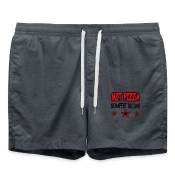 Pizza - Badeshorts - Anthrazit - Vorne - AI Model Male 185 light (185cm)