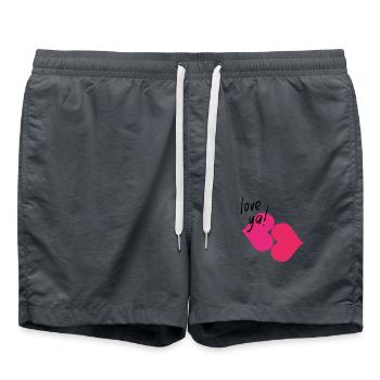 Love you , bisou bisou - Short de bain - charbon - Devant - AI Model Male 185 light (185cm)