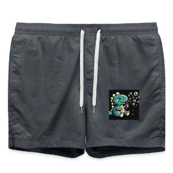 Dino avec des bulles de savon dans l’espace - Short de bain - charbon - Devant - AI Model Male 185 light (185cm)